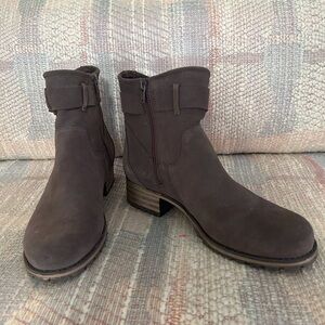 Clarks  Brown Suede Ankle Boots with Buckle